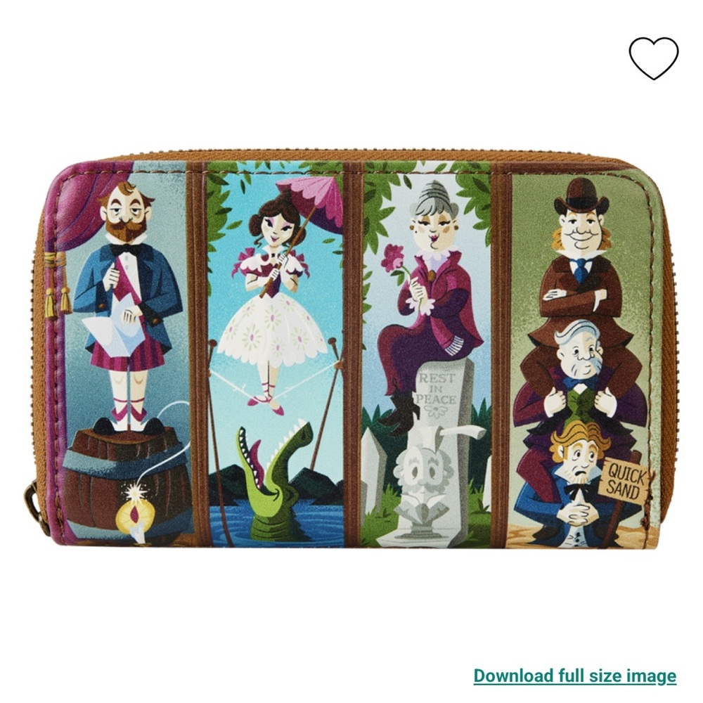 Loungefly Haunted Mansion Stretching Room Portraits Glow Zip Around Wallet